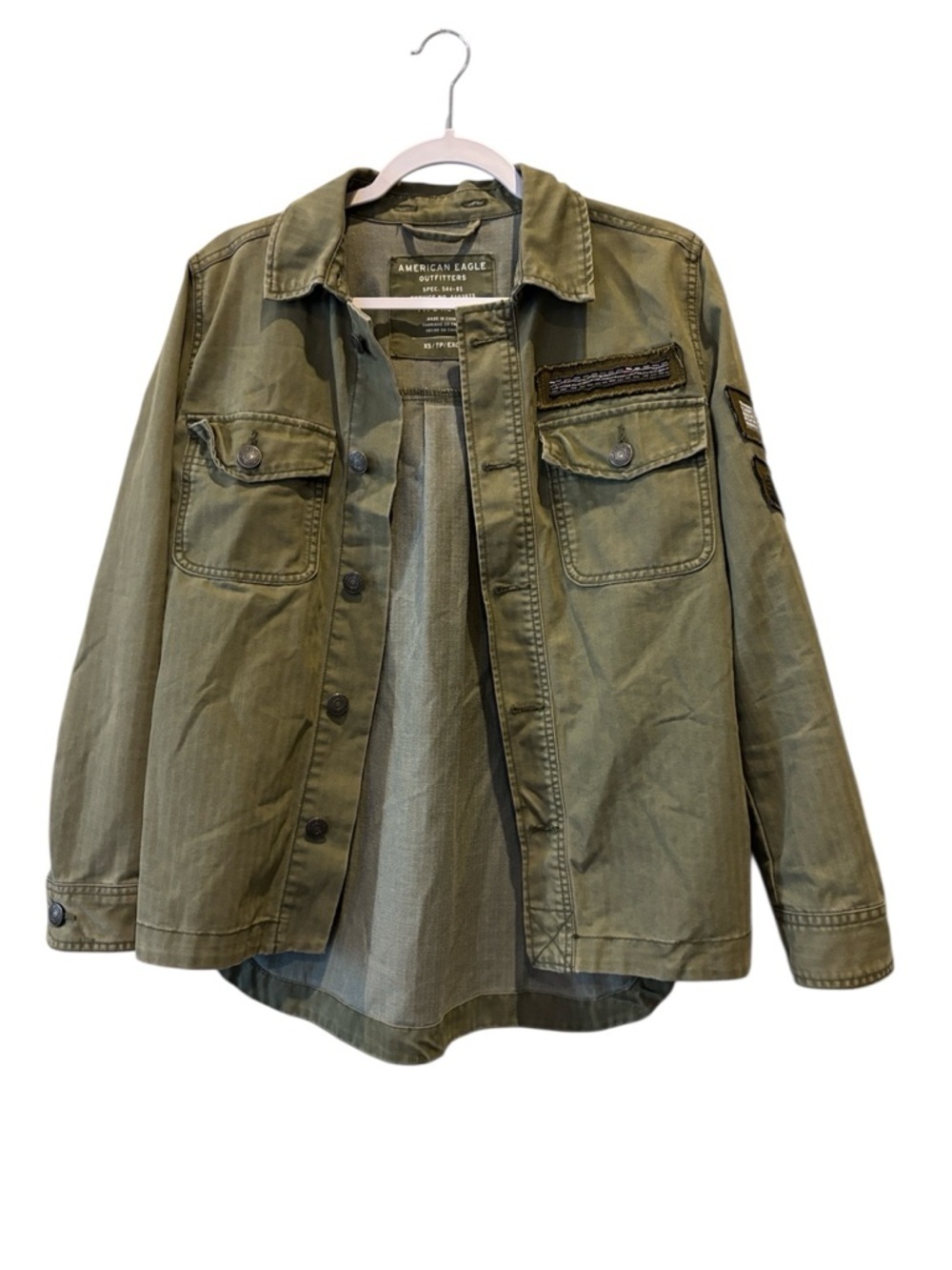 American Eagle Olive Green Utility Shirt Jacket Military Style XS